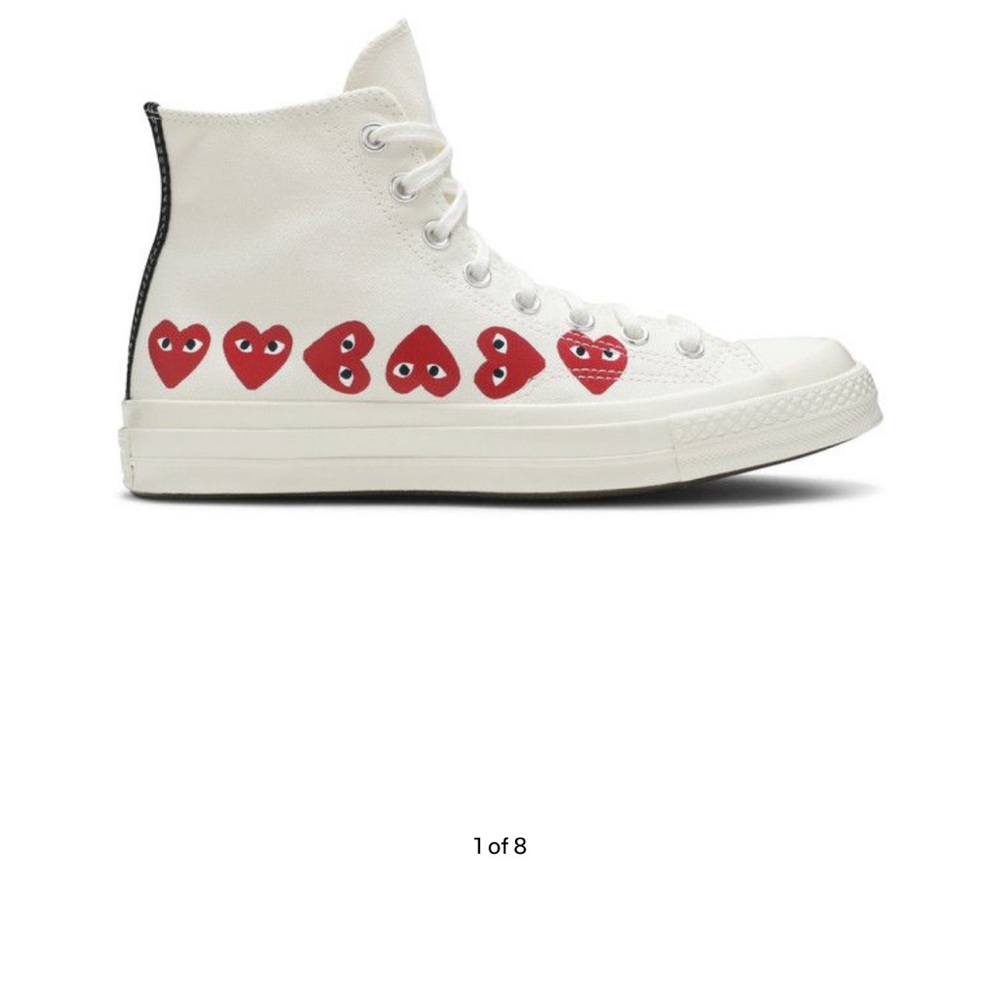 White High-Top Sneakers with Red Heart Design